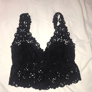 Aerie lace bralette crop top BLACK